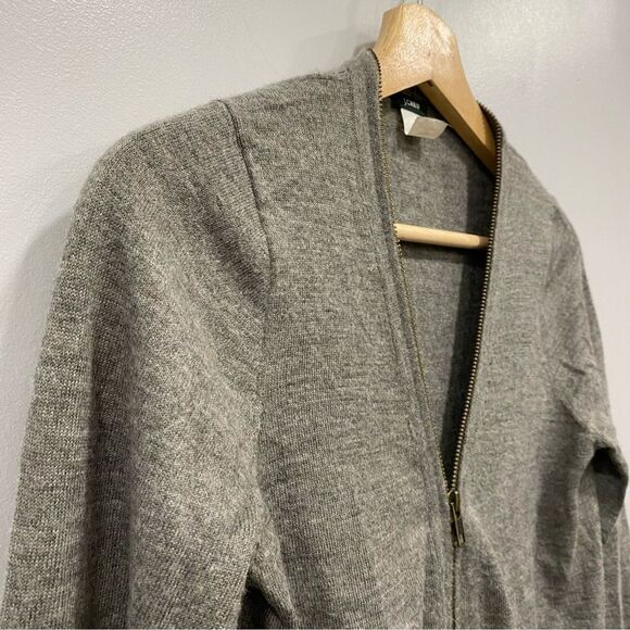 J. CREW S Y2K Gray Soft Knit Wool Blend Grandpa Zip Cardigan Sweater Academia - Picture 5 of 15